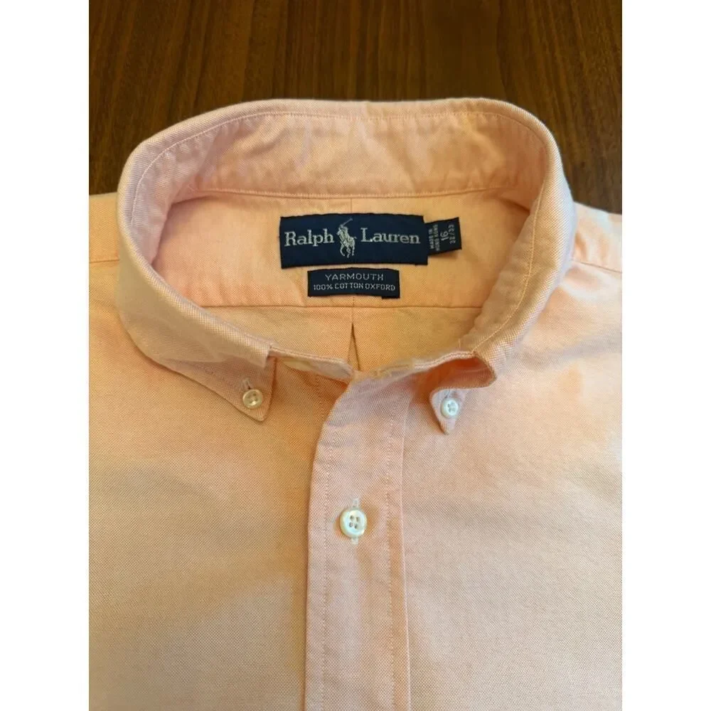 Polo Ralph Lauren Men's Yarmouth Peach Oxford Button-Down Shirt - Size 16-32/33